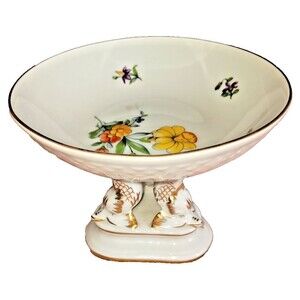 Rare Item - Bing and Grondahl Copenhagen Daffodil Porcelain Compote Dolphin Base